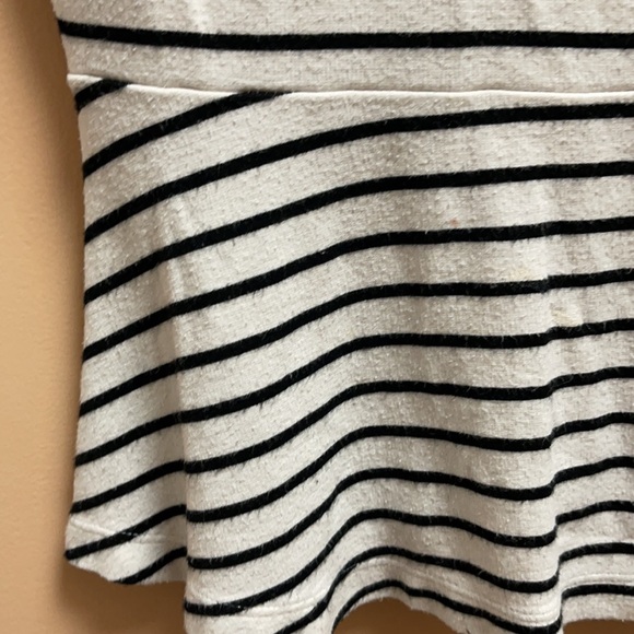 X SOLD X  J. Crew | Black Striped Peplum Top | Size 0P (XXS/XS) | Very Petite - Picture 9 of 17